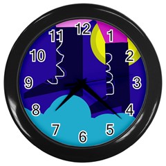 Walking On The Clouds  Wall Clocks (black) by Valentinaart