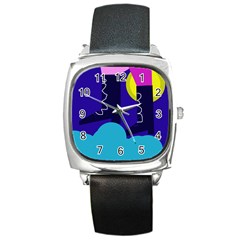 Walking On The Clouds  Square Metal Watch by Valentinaart