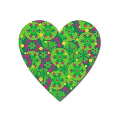 Christmas Decor - Green Heart Magnet by Valentinaart