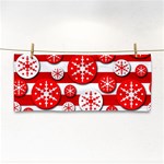 Snowflake red and white pattern Hand Towel Front