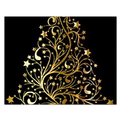 Decorative Starry Christmas Tree Black Gold Elegant Stylish Chic Golden Stars Rectangular Jigsaw Puzzl by yoursparklingshop