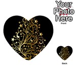 Decorative Starry Christmas Tree Black Gold Elegant Stylish Chic Golden Stars Multi-purpose Cards (Heart)  Front 29