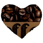 Funny Coffee Beans Brown Typography Large 19  Premium Heart Shape Cushions Front