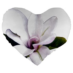 Magnolia Wit Aquarel Painting Art Large 19  Premium Flano Heart Shape Cushions by picsaspassion