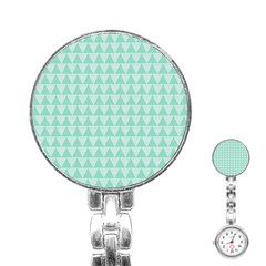 Mint Color Triangle Pattern Stainless Steel Nurses Watch by picsaspassion