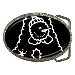 Funny Snowball Doodle Black White Belt Buckles by yoursparklingshop