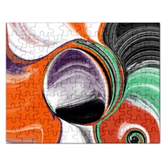 Abstract Orb In Orange, Purple, Green, And Black Rectangular Jigsaw Puzzl by digitaldivadesigns