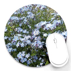 Little Blue Forget-me-not Flowers Round Mousepads by picsaspassion