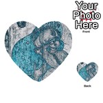 Mother Mary And Infant Jesus Christ  Blue Portrait Old Vintage Drawing Multi-purpose Cards (Heart)  Back 7