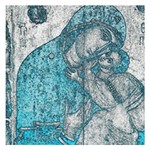 Mother Mary And Infant Jesus Christ  Blue Portrait Old Vintage Drawing Small Memo Pads 3.75 x3.75  Memopad