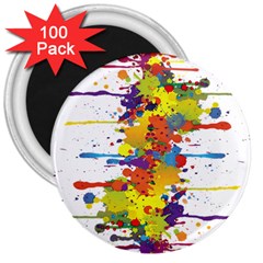 Crazy Multicolored Double Running Splashes 3  Magnets (100 Pack) by EDDArt