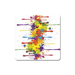 Crazy Multicolored Double Running Splashes Square Magnet by EDDArt