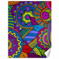 Pop Art Paisley Flowers Ornaments Multicolored Canvas 36  X 48   by EDDArt