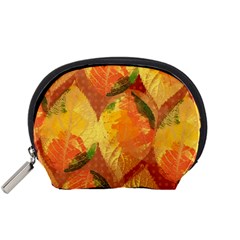 Fall Colors Leaves Pattern Accessory Pouches (small)  by DanaeStudio