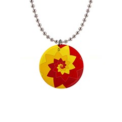 Flower Blossom Spiral Design  Red Yellow Button Necklaces by designworld65