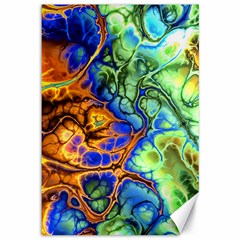 Abstract Fractal Batik Art Green Blue Brown Canvas 12  X 18   by EDDArt