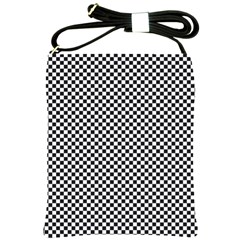 Sports Racing Chess Squares Black White Shoulder Sling Bags by EDDArt