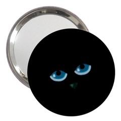 Halloween - Black Cat - Blue Eyes 3  Handbag Mirrors by Valentinaart