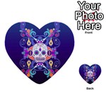 Día De Los Muertos Skull Ornaments Multicolored Multi-purpose Cards (Heart)  Front 1