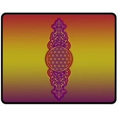 Flower Of Life Vintage Gold Ornaments Red Purple Olive Fleece Blanket (medium)  by EDDArt