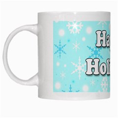 Happy Holidays Blue Pattern White Mugs by Valentinaart
