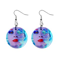 Swimming Into The Blue Mini Button Earrings by icarusismartdesigns