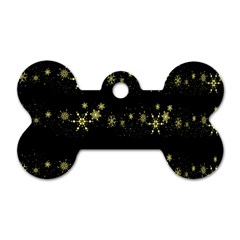 Yellow Elegant Xmas Snowflakes Dog Tag Bone (two Sides) by Valentinaart