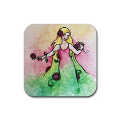 Green Thumb Spring Rubber Coaster (square)  by BubbSnugg