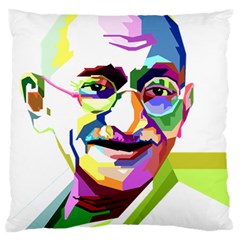 Ghandi Large Flano Cushion Case (two Sides) by bhazkaragriz