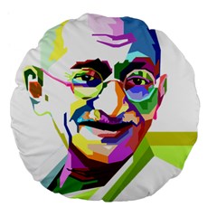 Ghandi Large 18  Premium Flano Round Cushions by bhazkaragriz