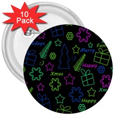 Decorative Xmas Pattern 3  Buttons (10 Pack)  by Valentinaart