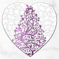 Elegant Starry Christmas Pink Metallic Look Jigsaw Puzzle (heart) by yoursparklingshop