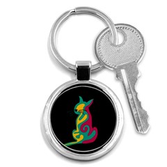 Colorful Abstract Cat  Key Chains (round)  by Valentinaart