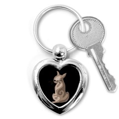 Brown Abstract Cat Key Chains (heart)  by Valentinaart