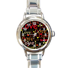 Love Pattern 3 Round Italian Charm Watch by Valentinaart