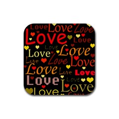 Love Pattern 3 Rubber Coaster (square)  by Valentinaart