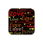 Love pattern 3 Rubber Square Coaster (4 pack)  Front