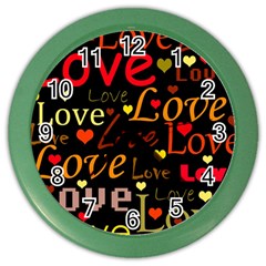 Love Pattern 3 Color Wall Clocks by Valentinaart