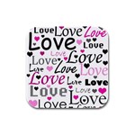 Love pattern - magenta Rubber Square Coaster (4 pack)  Front