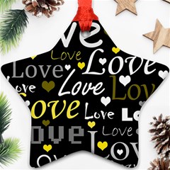 Yellow Love Pattern Star Ornament (two Sides)  by Valentinaart