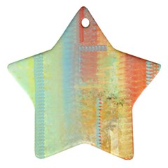 Unique Abstract In Green, Blue, Orange, Gold Star Ornament (two Sides)  by digitaldivadesigns