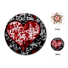 Red Graffiti Style Hart  Playing Cards (round)  by Valentinaart