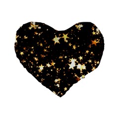 Golden Stars In The Sky Standard 16  Premium Heart Shape Cushions by picsaspassion