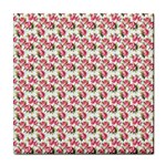 Gorgeous Pink Flower Pattern Tile Coasters Front