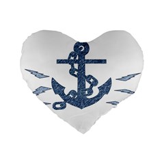 Anchor Pencil Drawing Art Standard 16  Premium Flano Heart Shape Cushions by picsaspassion