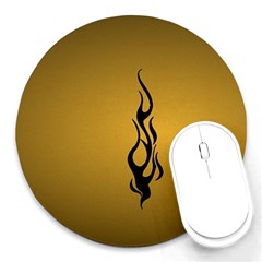 Flame Black, Golden Background Round Mousepads by picsaspassion