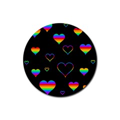 Rainbow Harts Rubber Round Coaster (4 Pack)  by Valentinaart