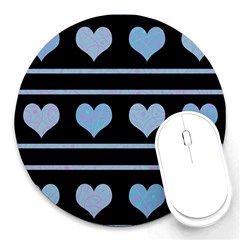 Blue Harts Pattern Round Mousepads by Valentinaart