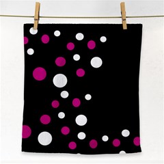 Pink And White Dots Face Towel by Valentinaart