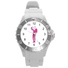 Selfie Girl Graphic Round Plastic Sport Watch (l) by dflcprints